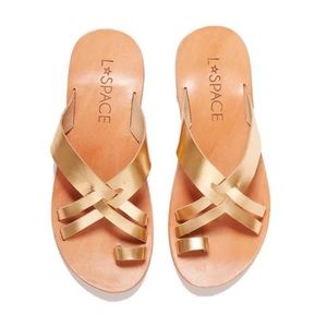NWOT L*space Metallic Gold Shore Break Slip-On Sandals - size 6.5